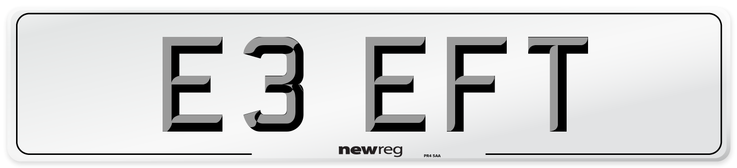 E3 EFT Number Plate from New Reg